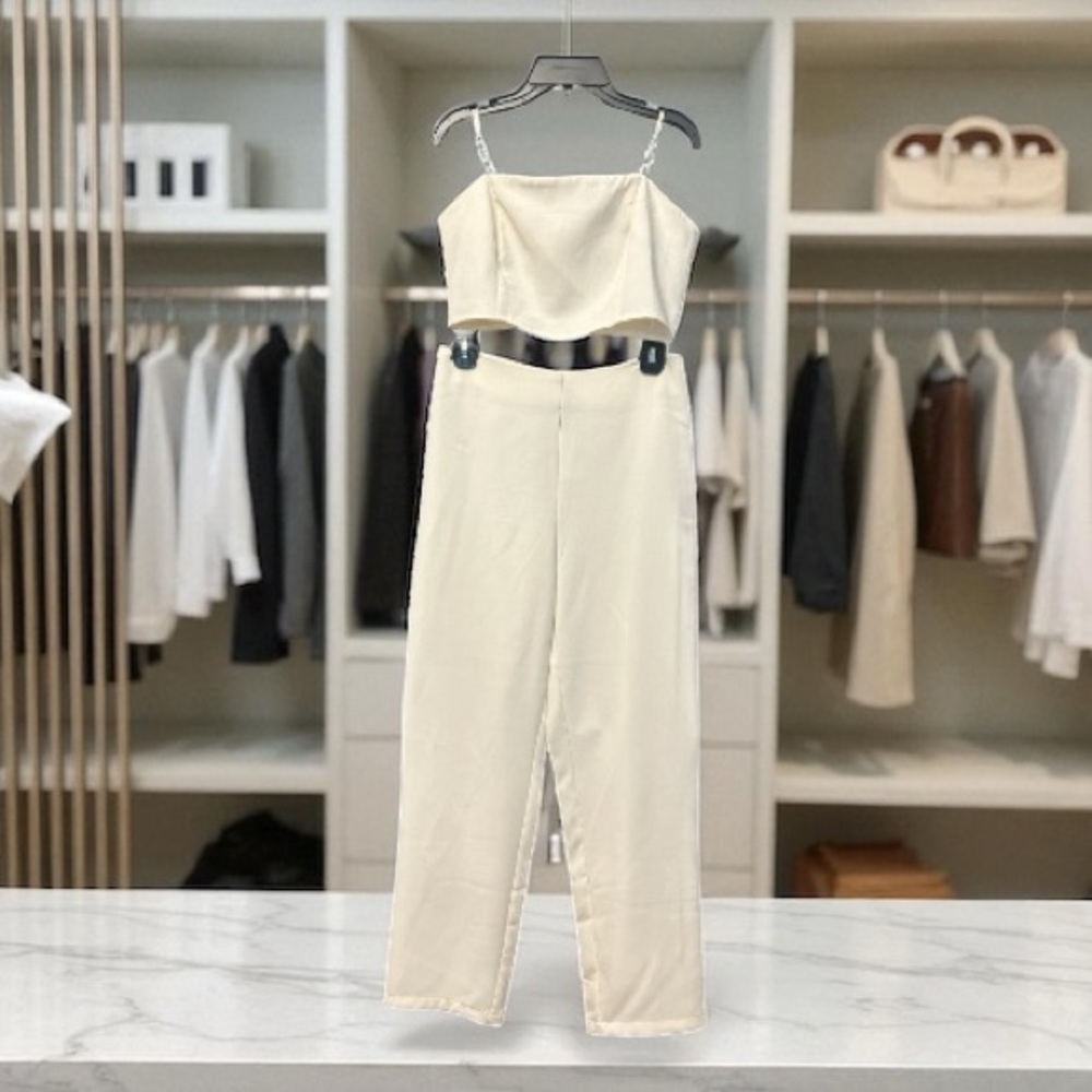 Sincerely Jules Elegant Cream Women's Jumpsuit two piece size M